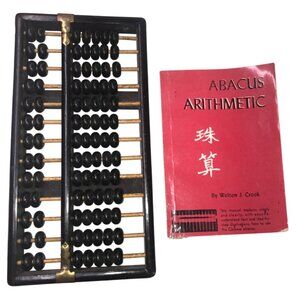 VTG Chinese Wooden Abacus Lotus Flower 13 Rods 91 beads w/Book  Welton Crook #t